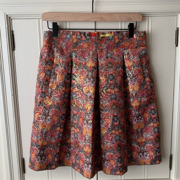 Anthropologie Maeve Rosia Metallic Box Pleat Skirt - Picture 4 of 7